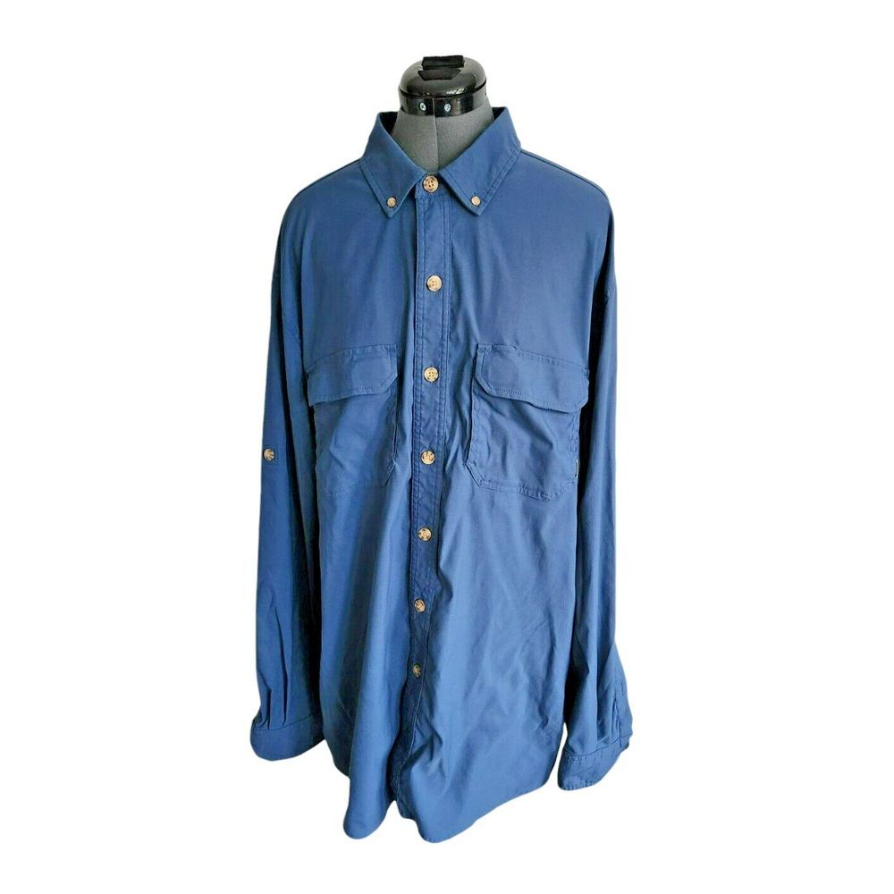 Duluth Trading Co Men XL Tall Blue Long Sleeve Vented Fishing Work Shirt